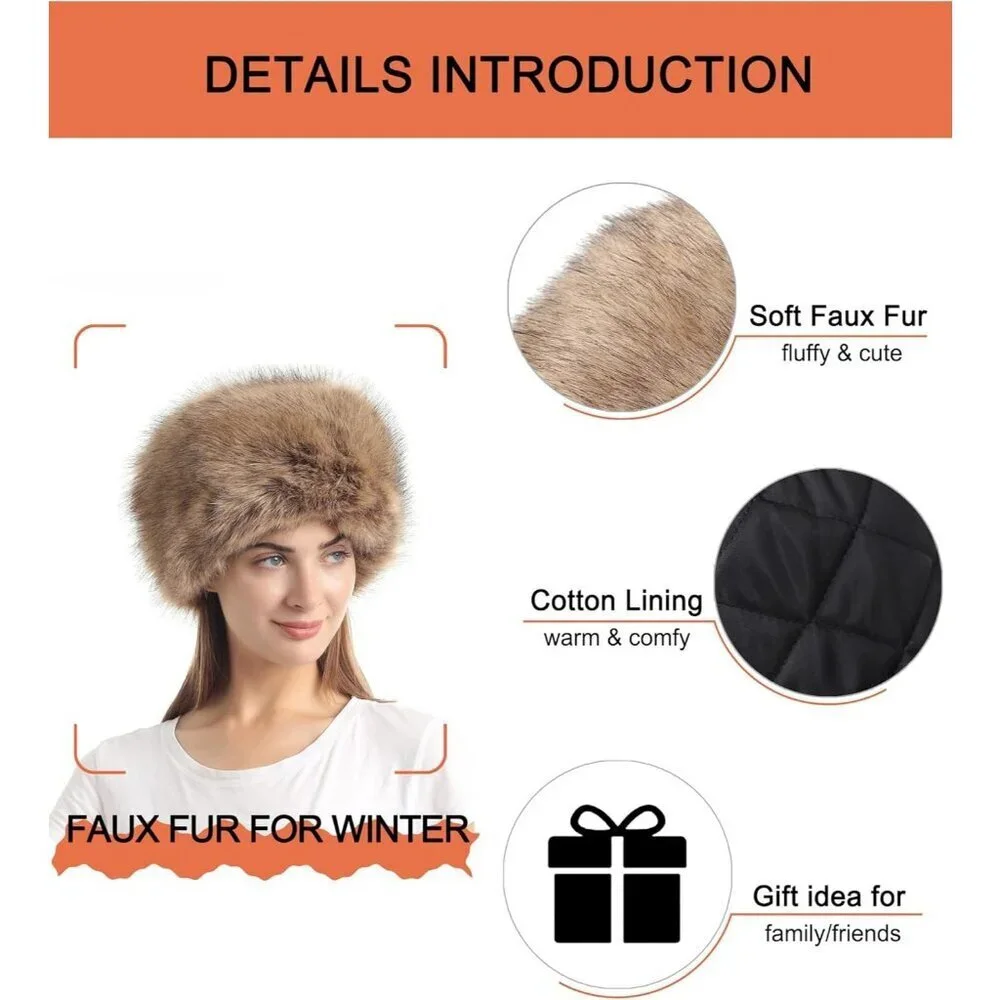 Women Nature Warm Winter Hat Faux Fur Russian Cossack Style